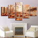 Autumn Leaves Fell On The Ground 5 Piece HD Multi Panel Canvas Wall Art Frame - Original Frame