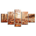 Autumn Leaves Fell On The Ground 5 Piece HD Multi Panel Canvas Wall Art Frame - Original Frame