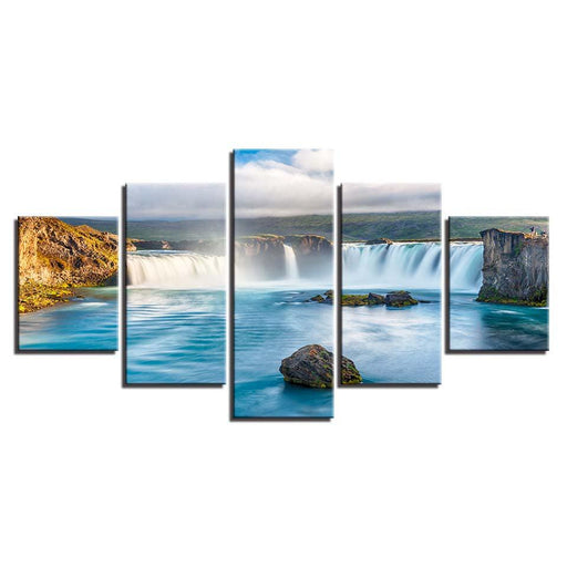 Waterfall 5 Piece HD Multi Panel Canvas Wall Art Frame - Original Frame