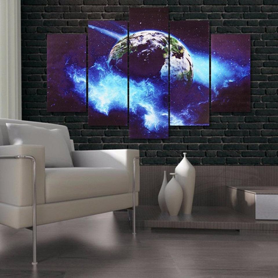 Earth 5 Piece HD Multi Panel Canvas Wall Art Frame - Original Frame