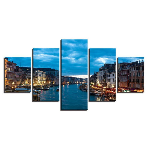 Blue Twilight 5 Piece HD Multi Panel Canvas Wall Art Frame - Original Frame