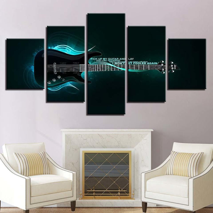 Electric Guitar 5 Piece HD Multi Panel Canvas Wall Art Frame