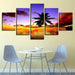 Coconut Trees Sunset 5 Piece HD Multi Panel Canvas Wall Art Frame - Original Frame