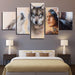 American Indian Native And Wolves 5 Piece HD Multi Panel Canvas Wall Art Frame - Original Frame