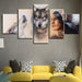 American Indian Native And Wolves 5 Piece HD Multi Panel Canvas Wall Art Frame - Original Frame