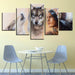 American Indian Native And Wolves 5 Piece HD Multi Panel Canvas Wall Art Frame - Original Frame