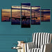 Sunset Airplane 5 Piece HD Multi Panel Canvas Wall Art Frame - Original Frame