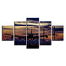 Sunset Airplane 5 Piece HD Multi Panel Canvas Wall Art Frame - Original Frame