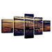 Sunset Airplane 5 Piece HD Multi Panel Canvas Wall Art Frame - Original Frame