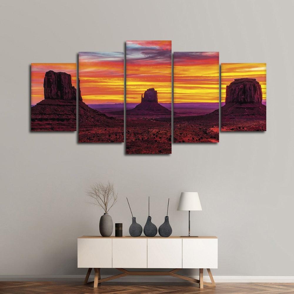 Silent Sunset 5 Piece HD Multi Panel Canvas Wall Art Frame - Original Frame