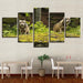 Two Wolves On Grass Land 5 Piece HD Multi Panel Canvas Wall Art Frame - Original Frame