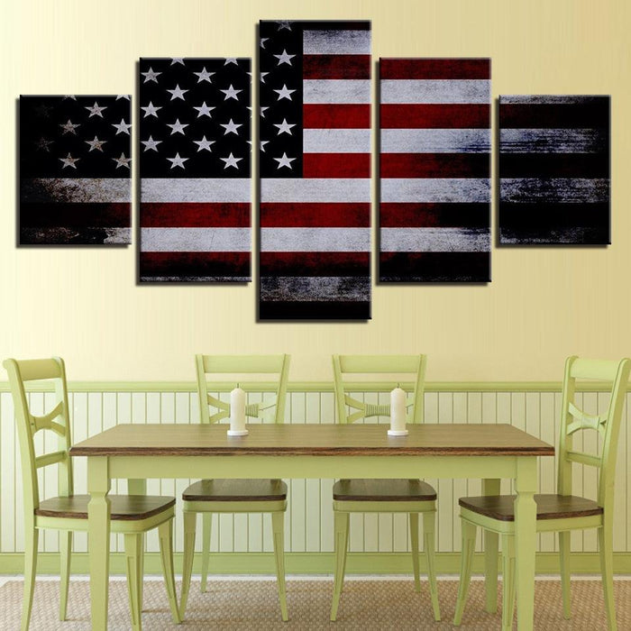 American Flag 5 Piece HD Multi Panel Canvas Wall Art Frame