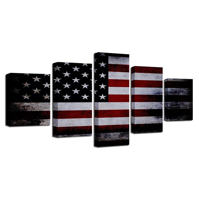 American Flag 5 Piece HD Multi Panel Canvas Wall Art Frame - Original Frame