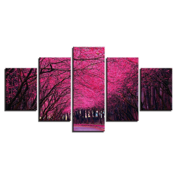 Peach Blossom Forest 5 Piece HD Multi Panel Canvas Wall Art Frame - Original Frame