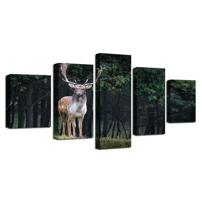 Majestic Deer 5 Piece HD Multi Panel Canvas Wall Art Frame - Original Frame