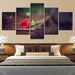 Red Rose 5 Piece HD Multi Panel Canvas Wall Art Frame - Original Frame