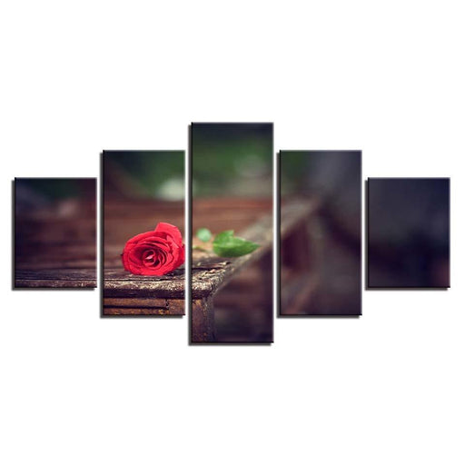 Red Rose 5 Piece HD Multi Panel Canvas Wall Art Frame - Original Frame