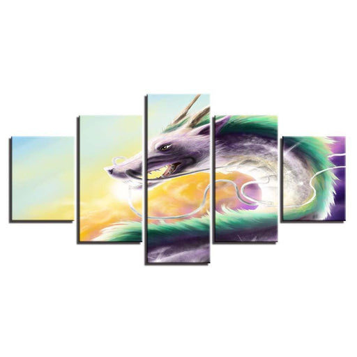 Chromatic Dragons 5 Piece HD Multi Panel Canvas Wall Art Frame - Original Frame