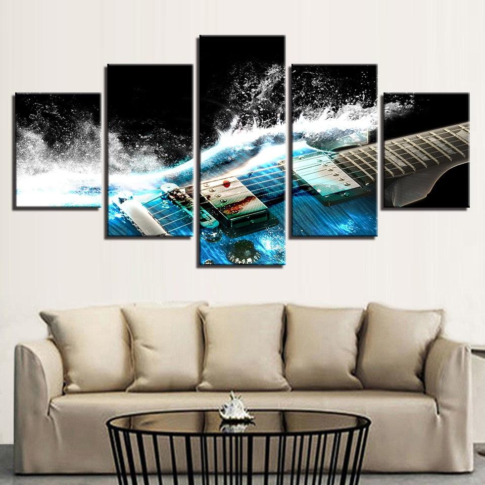 Music Poster 5 Piece HD Multi Panel Canvas Wall Art Frame - Original Frame