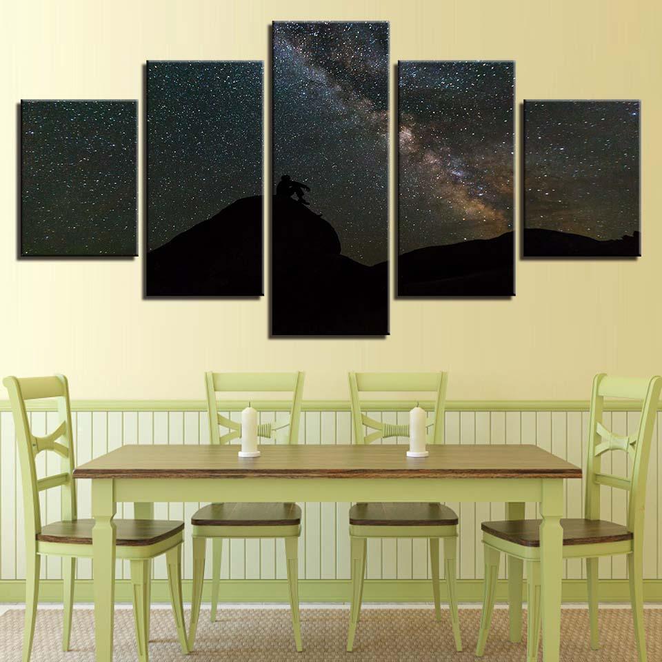 Starry Night 5 Piece HD Multi Panel Canvas Wall Art Frame - Original Frame