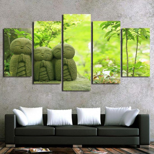 Japanese Monk 5 Piece HD Multi Panel Canvas Wall Art Frame - Original Frame