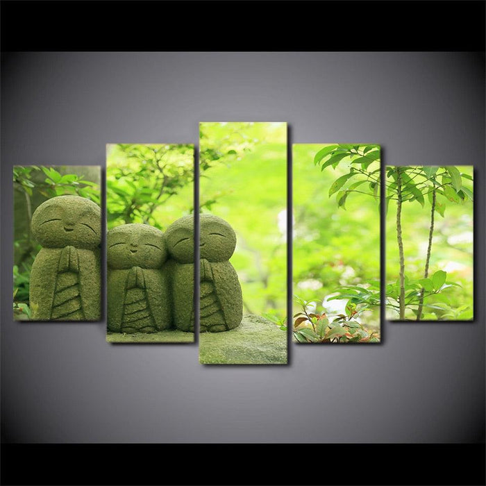 Japanese Monk 5 Piece HD Multi Panel Canvas Wall Art Frame