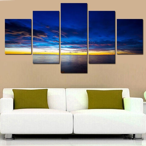 Sunset Clouds 5 Piece HD Multi Panel Canvas Wall Art Frame - Original Frame