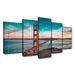 Golden Gate Bridge 5 Piece HD Multi Panel Canvas Wall Art Frame - Original Frame