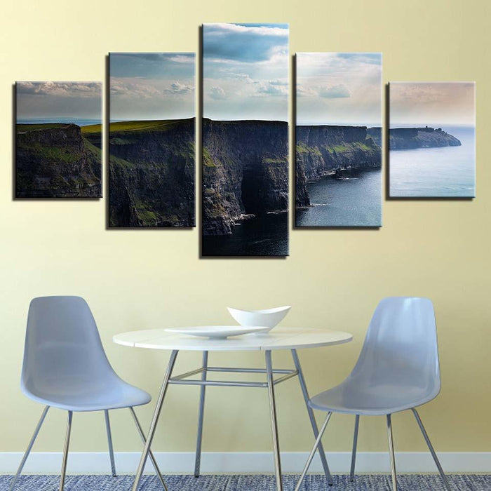 Blue Sky & Mountain Scenery  5 Piece HD Multi Panel Canvas Wall Art Frame