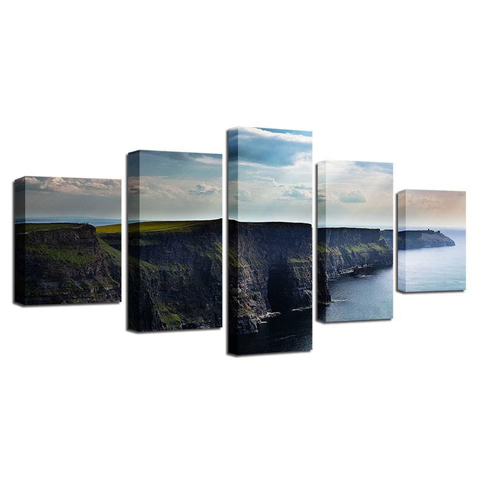 Blue Sky & Mountain Scenery  5 Piece HD Multi Panel Canvas Wall Art Frame