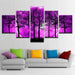 Purple Sky And Trees 5 Piece HD Multi Panel Canvas Wall Art - Original Frame