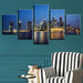 City Night Skyscrapers 5 Piece HD Multi Panel Canvas Wall Art Frame - Original Frame