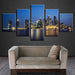 City Night Skyscrapers 5 Piece HD Multi Panel Canvas Wall Art Frame - Original Frame