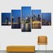 City Night Skyscrapers 5 Piece HD Multi Panel Canvas Wall Art Frame - Original Frame