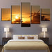 Sunset Airplane 5 Piece HD Multi Panel Canvas Wall Art Frame - Original Frame