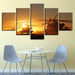 Sunset Airplane 5 Piece HD Multi Panel Canvas Wall Art Frame - Original Frame