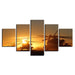 Sunset Airplane 5 Piece HD Multi Panel Canvas Wall Art Frame - Original Frame