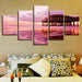 Pink Sunset Beach 5 Piece HD Multi Panel Canvas Wall Art - Original Frame