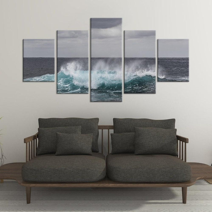 Ocean Waves 5 Piece HD Multi Panel Canvas Wall Art Frame