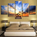 Dockside Sunrise Bridge 5 Piece HD Multi Panel Canvas Wall Art Frame - Original Frame