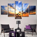 Dockside Sunrise Bridge 5 Piece HD Multi Panel Canvas Wall Art Frame - Original Frame