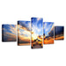 Dockside Sunrise Bridge 5 Piece HD Multi Panel Canvas Wall Art Frame - Original Frame