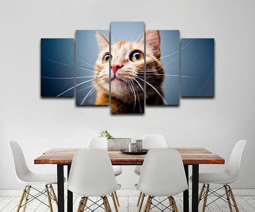 Big Eyed Cat 5 Piece HD Multi Panel Canvas Wall Art Frame - Original Frame