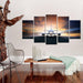 Aircraft Sunrise 5 Piece HD Multi Panel Canvas Wall Art Frame - Original Frame