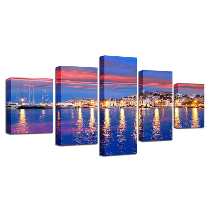 Beautiful Island Of Ibiza 5 Piece HD Multi Panel Canvas Wall Art Frame - Original Frame