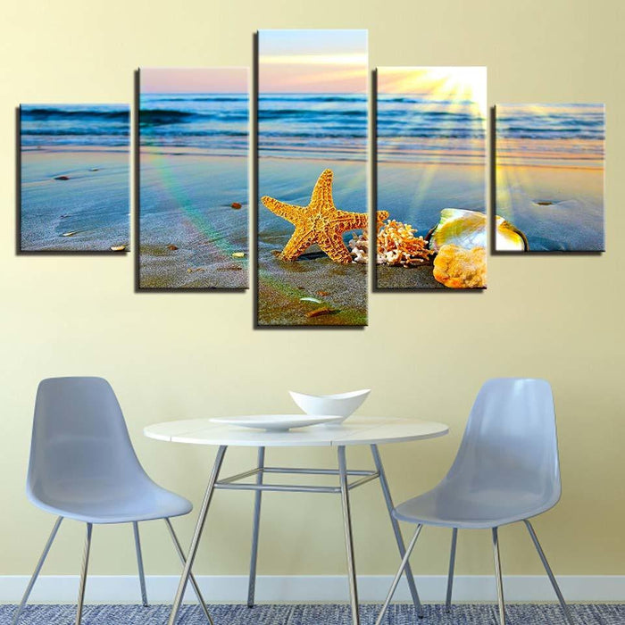 Star On The Beach 5 Piece HD Multi Panel Canvas Wall Art Frame