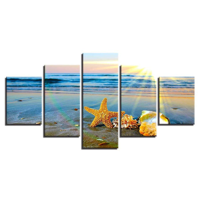 Star On The Beach 5 Piece HD Multi Panel Canvas Wall Art Frame