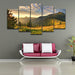 Sunset Mountain 5 Piece HD Multi Panel Canvas Wall Art Frame - Original Frame