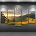 Sunset Mountain 5 Piece HD Multi Panel Canvas Wall Art Frame - Original Frame