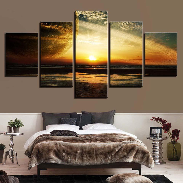 Sun Goes Down Scenery 5 Piece HD Multi Panel Canvas Wall Art Frame - Original Frame